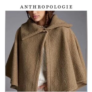 Anthropologie Sherpa Collared Camel Cape